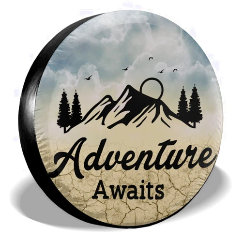 Lobani Adventure Awaits Camper Spare Tire Cover Protectors Weatherproof Universal Wheel Tire Covers for Rv SUV Rv Strailer Truck Camper Travel Trailer 14
