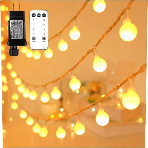 RaThun Globe String Lights Plug in 116 Ft. 200 LED 8 Modes with Remote,Waterproof Fairy String Lights for Indoor Outdoor Bedroom Party Wedding Garden Christmas Tree Decor,Warm White