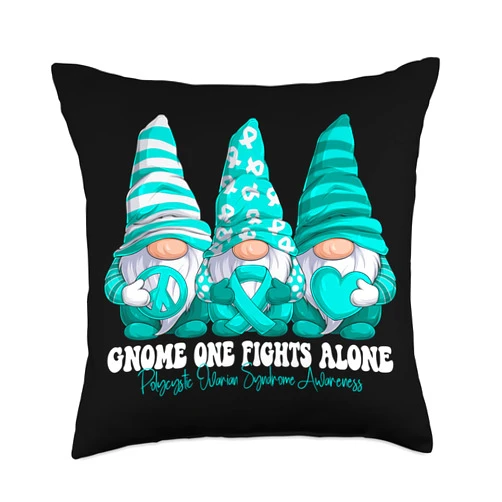 Polycystic Ovarian Syndrome Awareness Month Ribbon Polycystic Ovarian Syndrome Awareness Month Teal Ribbon Throw Pillow, 18x18, Multicolor
