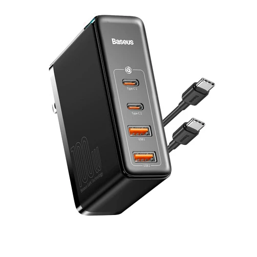 Baseus USB C Charger, Baseus 100W 4-Port GaN II Charging Station, Fast USB C Charger Block for iPhone 12/12 Pro/12 Pro Max/SE/11/XR/XS, Samsung, MacBook Pro/Air, iPad, Laptops, AirPods, Apple Watch, Black