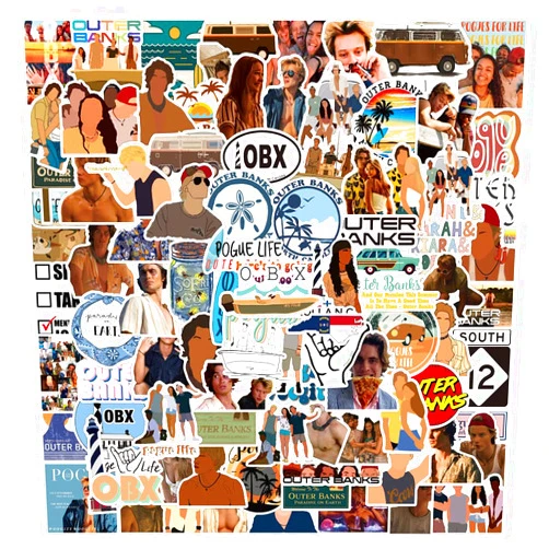 SEMYEIYO Outer Banks Graffiti Stickers 100 Pieces Waterproof for Vinyl PVC Decal,Luggage Laptop Scooter Water Bottle Stickers Kids/Teen Gifts