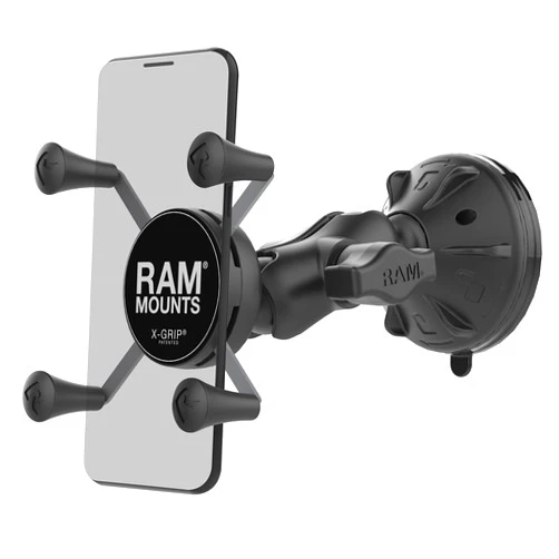 RAM Mounts RAP-B-166-2-A-UN7U X-Grip Phone Mount with RAM Twist-Lock Low Profile Suction Base with Short Arm for Vehicle Windshields