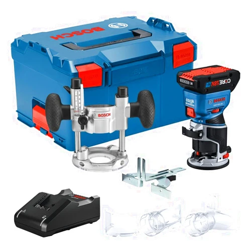 BOSCH GKF18V-25PL14 18V Brushless Colt™ Palm Router Kit with (1) CORE18V® 4 Ah Advanced Power Battery and Plunge Base