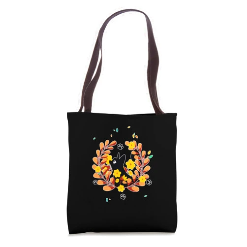 Visit The Feline Serenity Apparel CUTE BLACK ANGEL CAT KITTEN FALL ORANGE Angelic Serene Tote Bag