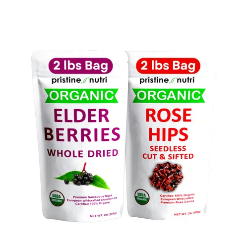 Pristine nutri 100% Organic Elderberries & Rosehips Dried