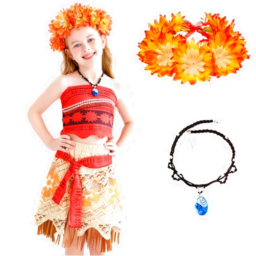 CQRUICQXI Princess Adventure Ocean Costume for Girls Dress Halloween With Necklace and Garlands