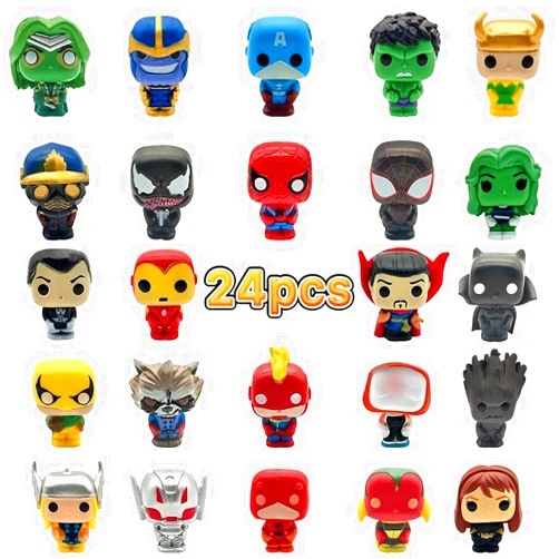 Joyday Superhero Action Figures, 24 PCS Mini Figures Toy Set, 1.38 Inch PVC Cake Topper Figures Decorations, Gift for Kids in Birthday Party, Christmas Day, Easter Day