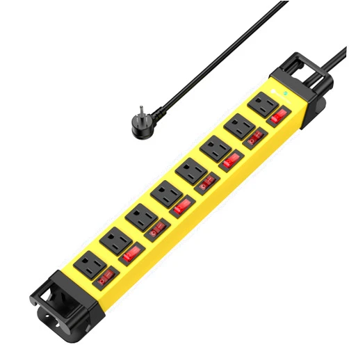 ANNQUAN Power Strip with Individual Switches - 8 Outlet Heavy Duty Power Strip with Cord Manager,1200J Surge Protector Home Office Garage Industrial Workbench
