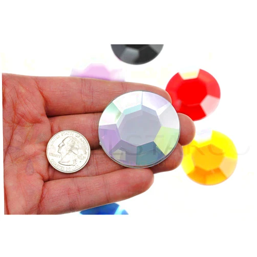 Allstarco Large Self Adhesive Acrylic Cosplay Gem Flat Back Plastic Stick On Rhinestone for Cosplay Costumes, Scrapbooking, Props, Crafts Embelishments Sticker 1PC (45mm Crystal AB H702)
