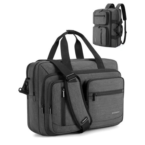 BAGSMART 3 In 1 Laptop Bag for Men, Computer Briefcase 17.3 Inch Laptop Water-Repellent Shoulder Bag, Computer Bag Business Travel Office, Black