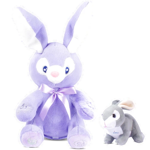 Dimple Stuffed Animal Set - Easter Baby Bunny Plush & Bella Animated Bunny with Peek-a-Boo & Singing Songs - Easter Basket Stuffers for Boys - Perfect Baby Gifts for Ages 0 & Up