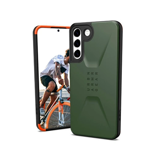 URBAN ARMOR GEAR UAG Designed for Samsung Galaxy S22 Plus Case Green Olive Sleek Ultra-Thin Shock-Absorbent Civilian Protective Cover, [6.6 inch Screen]