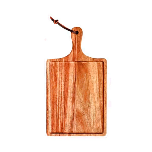 DowinHelper Rustic Acacia Wood Serving Tray Platters, Steak Tray with Handy Handle, Rectangle Steak Plates, Wooden Food Tray and Cutting Board (Small)