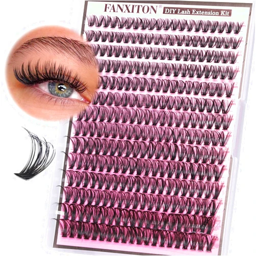 FANXITON Lash Clusters 280Pcs Wispy Lash Clusters D Curl 8-16Mix Natural Eyelash Clusters 40D Individual Eyelash DIY Lash Extensions at Home(0.07D 40D)
