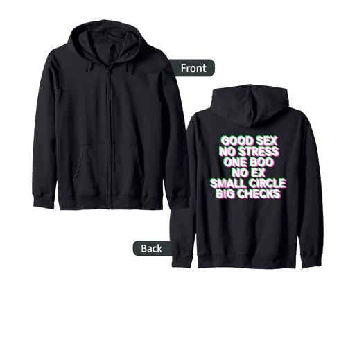 Lustige Kult Sprüche Good Sex No Stress Designs Good Sex No Stress One Boo No Ex (Back Print) Rap Saying Zip Hoodie