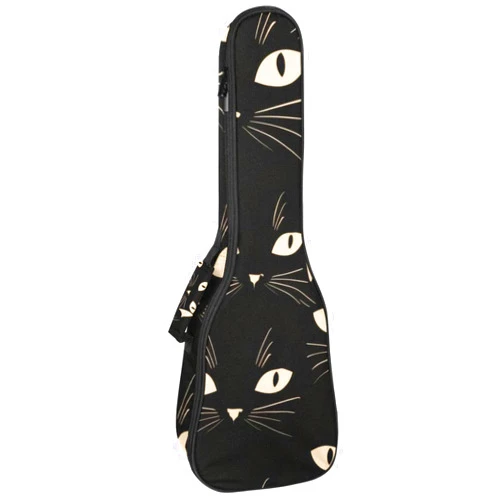 Niaocpwy Ukulele Case with Storage, Cats Black Pattern Waterproof Ukulele Padded Bag with Backpack Straps