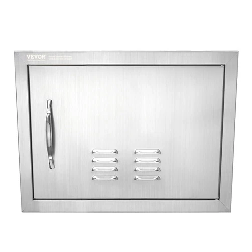 VEVOR BBQ Access Door, 20W x 14H Inch Single Outdoor Kitchen Door, Stainless Steel Flush Mount Door, Wall Vertical Door with Handle and Vents, for BBQ Island, Grilling Station, Outside Cabinet