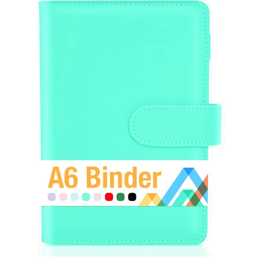 Sooez A6 Notebook Binder, 6 Ring Planner with Stylish Design, Loose Leaf Personal Organizer Binder Cover with Magnetic Buckle Closure, PU Leather Binders for Women with Macaron Colors, 7.48