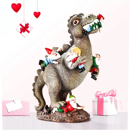 Dekvoraq Funny Garden Gnome Dinosaur Statue, Easter Gift, Hilarious Outdoor Yard Decoration – Unique Gift for Men, Women, or Friends – Whimsical Resin Figurine for Lawn, Patio, or Garden Décor
