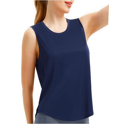 baleaf Women's Sleeveless Workout Tops Athletic Racerback Tank Top High Neck Yoga Running Shirts Loose Fit Gym Tennis