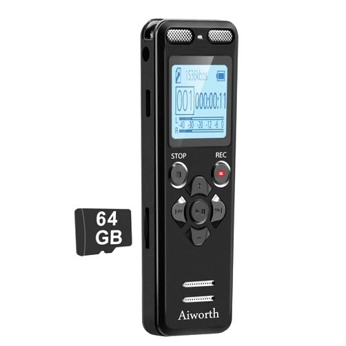 Aiworth 72GB Digital Voice Recorder Voice Activated Recorder for Lectures Meetings - aiworth 5220 Hours Sound Audio Recorder Dictaphone Recording Device with Playback,MP3 Player,Password,Variable Speed