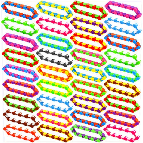 Neureyte 92 Pack 24 Links Wacky Tracks Snap and Click Fidget Toys,Fidget Snake Toy for Party Favors,Plastic Chains Finger Sensory Toy,Stress Relief Toys for Kids