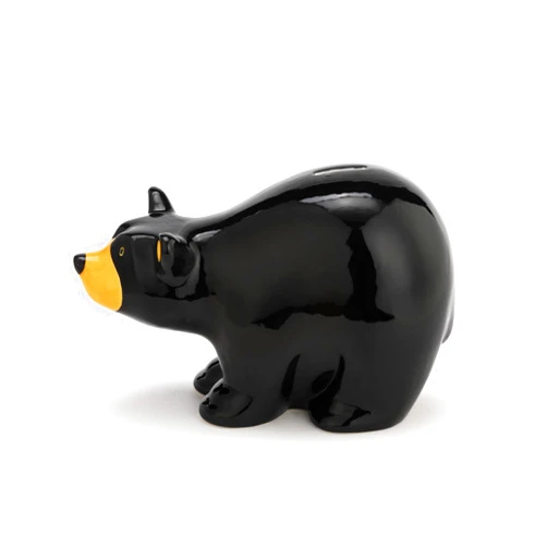 DEMDACO Bearfoots by Jeff Fleming Playful Bear Midnight Black 10 x 6 Glossy Ceramic Bearfoots Money Bank
