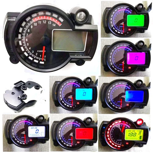 BLUERICE All in One Universal Digital Speedometer 14000RPM 299 Kmh Mph ATV Quad Frenzy Motorcycle Speedometer Odometer with Bracket for Carburetor Motorcycle