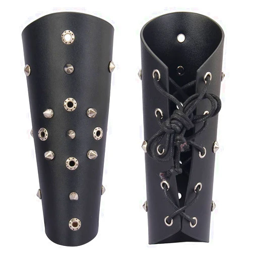 GelConnie Leather Gauntlet Wristband Wrist Armor Leather Bracers Medieval Vambrace Archery Bracers Viking Guards for Men Women 2PCS