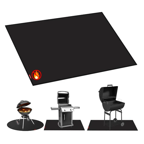 TONAHUTU Large Under Grill Mat, 36 x 48 Inches Absorbent Oil Pad Premium Grill Mat for Deck Patio Protective Mats Indoor Fireplace Mat Prevents Ember Damage Wood Floor, Black