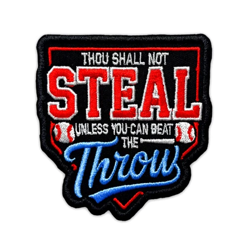GELATUDU Thou Shall Not Steal Unless You Can Beat The Throw Patch 3 Inches Baseball, Batting Bat Sports, Iron On/Sew On Embroidery Fabric Applique Patches for Trucker Hat Clothes Backpack DIY Accessories Gifts