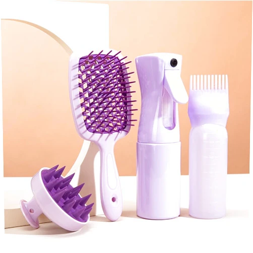 Futtest Continuous spray and hair oil applicator, scalp oil applicator, scalp massage comb for hair care and hair dye, hair design (purple)