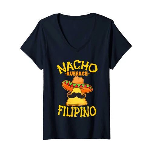 Nacho Average Filipino Roots Womens Nacho Average Filipino Heritage Republic of the Philippines V-Neck T-Shirt