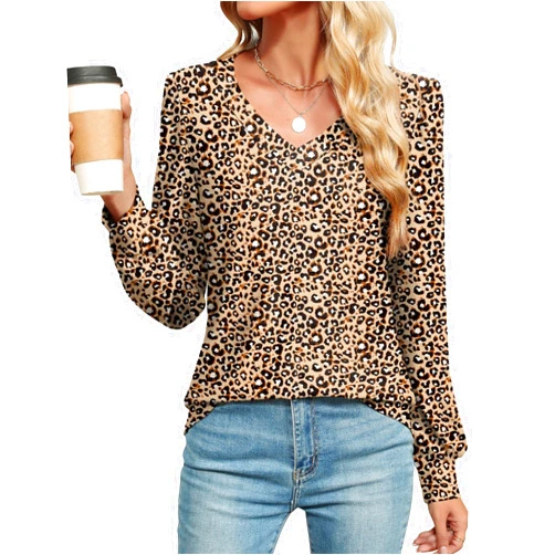 LOMON Womens Long Sleeve Tops Fall V-Neck Blouses Dressy Casual Puff Sleeve Textured T-Shirts Eyelet Tunic