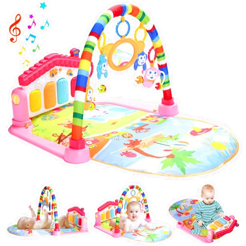 WYSWYG Baby Play Mat Activity Gym with Kick Piano Keyboard, Baby Jungle Gym Mat Designed with Colorful and Detachable Baby Toys in Activity Center for Tummy Time Boys and Girls Aged 0 to 36 Months