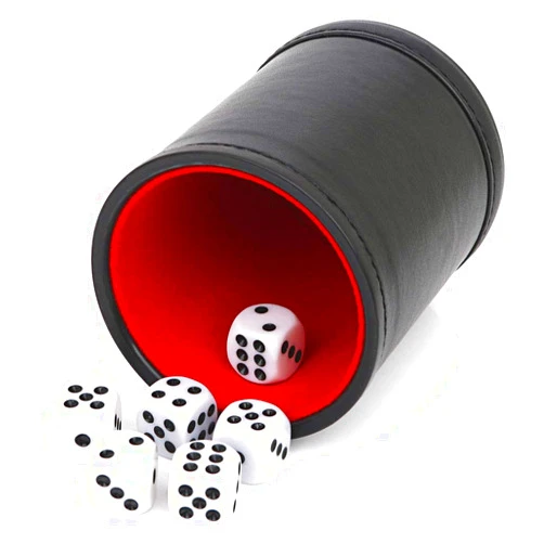 TUZAMA Felt Lined Professional Dice Cup - with 6 Dice Quiet for Yahtzee Game