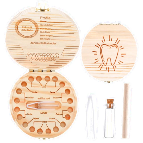 WY LIGHTING LEVEL Baby Tooth Fairy Box Baby Tooth Keepsake Box for Lost Tooth Tooth Holder for Kids Wooden Kids Keepsake Organizer Cute Children Tooth Container with Tweezers for Boy Girl Shower Birthday Gift