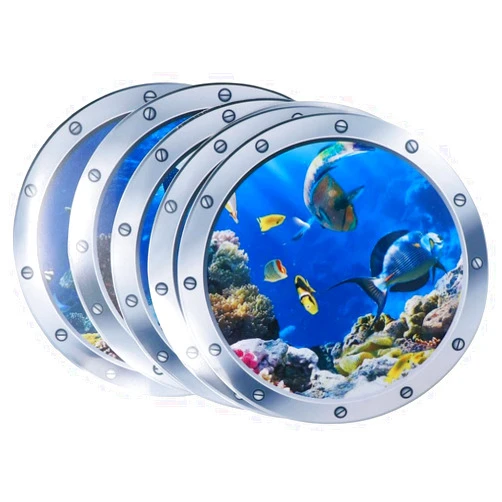Urjumpea 6Pcs Ocean Animals World Wall Stickers, 12 inch Removable Art Decals for Kids, 3D Wall Decals Peel and Stick Vinyl Stickers