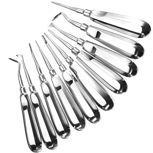 DEXA DENTAL Root Elevator Set – Luxating Periotome, Apical Molt Osteotome, Root Extraction Instruments, Professional Oral Implant Tools - 10 Pcs