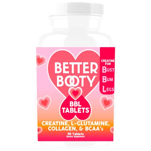 Angry Supplements Better Booty BBL Tablets - Creatine for Booty Gains & Muscle Building, Glute Builder Supplement for Women with Creatine Monohydrate, L-Glutamine, Collagen, and BCAA's (90ct)