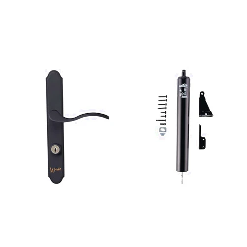 Wright Products - Serenade Mortise Keyed Lever Mount Latch with Deadbolt for Screen and Storm Doors, Matte Black & V150BL Heavy Duty Pneumatic Screen and Storm Door Closer, Black