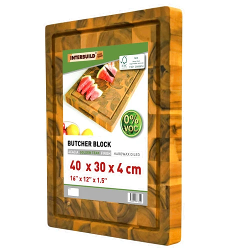 INTERBUILD REAL WOOD Interbuild Hardwood Cutting Board Chopping & Carving Countertop Butcher Block Kitchen Tools, 15.8