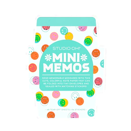 Studio Oh! Mini Memo Pad with Stickers, Cute Stationary Note Pads and Message Pads, Notepads for to Do List, Love Notes and More, 120 GSM Paper Weight, 48 Sheets, 54 Stickers, Happy Vibes Notepad