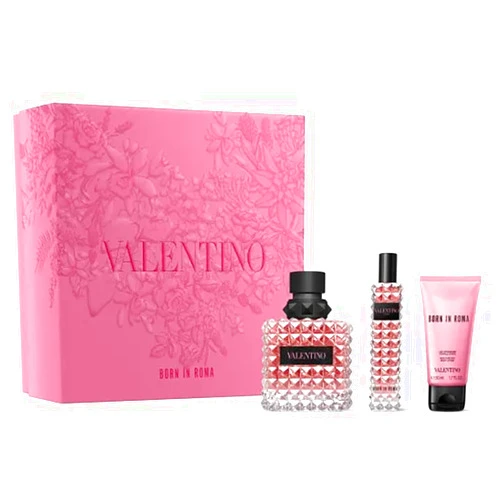 Valentino Donna Born in Roma Gift Set (Eau de Parfum 3.4 & 0.5 Fl Oz Sprays, Body Lotion 1.7 Fl Oz)