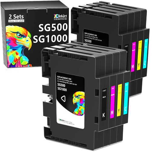 Xcinkjet Sublimation Ink Cartridge for Print Manager Upgrade Compatible with Sawgrass Virtuoso SG500 SG1000 Printers (BK/C/M/Y, 8 Pack)