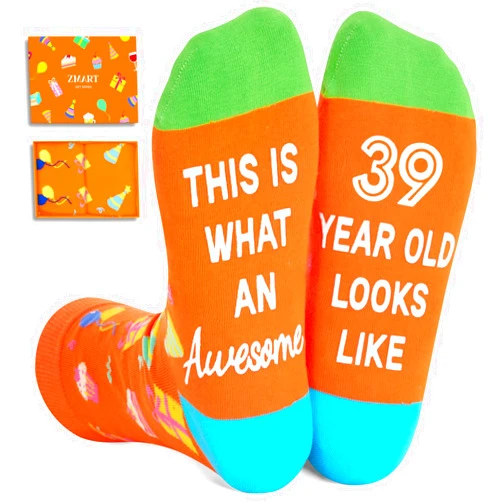 Zmart Birthday Gifts Ideas for Women - Socks for 36 37 38 40 Year Old Gifts for Woman Man, Birthday Socks