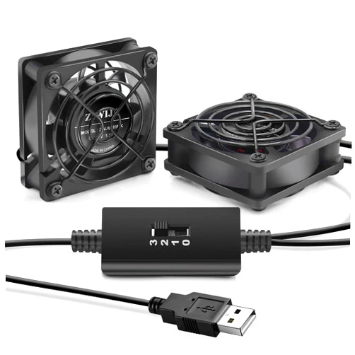 ZIWIJE Dual USB Cooling Fan 60mm with Speeds Control 5V Ball Bearing Mini USB Fan for Cooling Mini PC, TV Box, Router