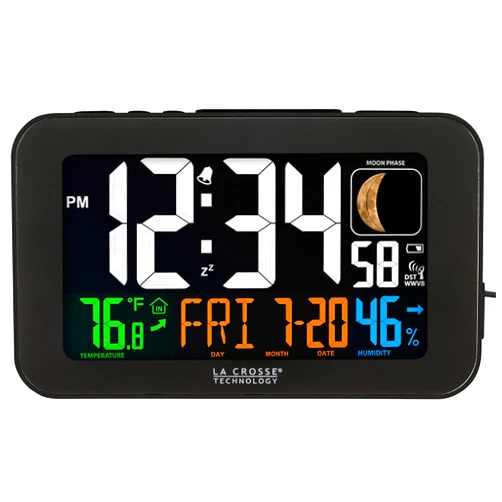 La Crosse Technology 617-1485B Atomic Color Alarm Clock with USB Charging Port