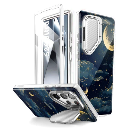 i-Blason Cosmo for Samsung Galaxy S24 Ultra Case with Camera Cover Stand, [Support MagSafe] Stylish 360 Full Case with Screen Protector & Kickstand Magnetic Phone Case for S24 Ultra, Nightsky