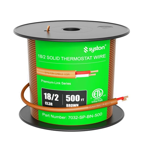 Syston Cable Technology Syston 18/2 Thermostat Doorbell HAVC Heating Control Cable Wire, 18 AWG 2 Conductors100% Solid Copper Conductors CL3R/FT4/CMR Riser-Rated, UV Resistant RoHS for Low Voltage Applications Use